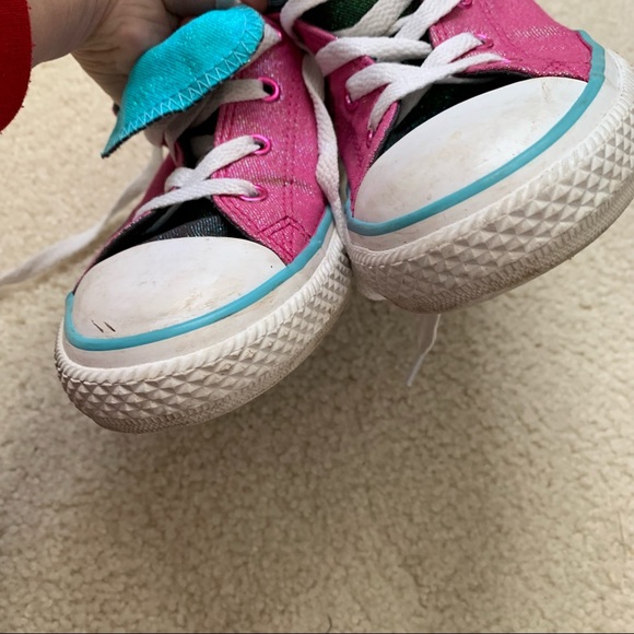 Conversel sparkly glitter girl’s double tongue sneakers size 3 - Picture 7 of 7